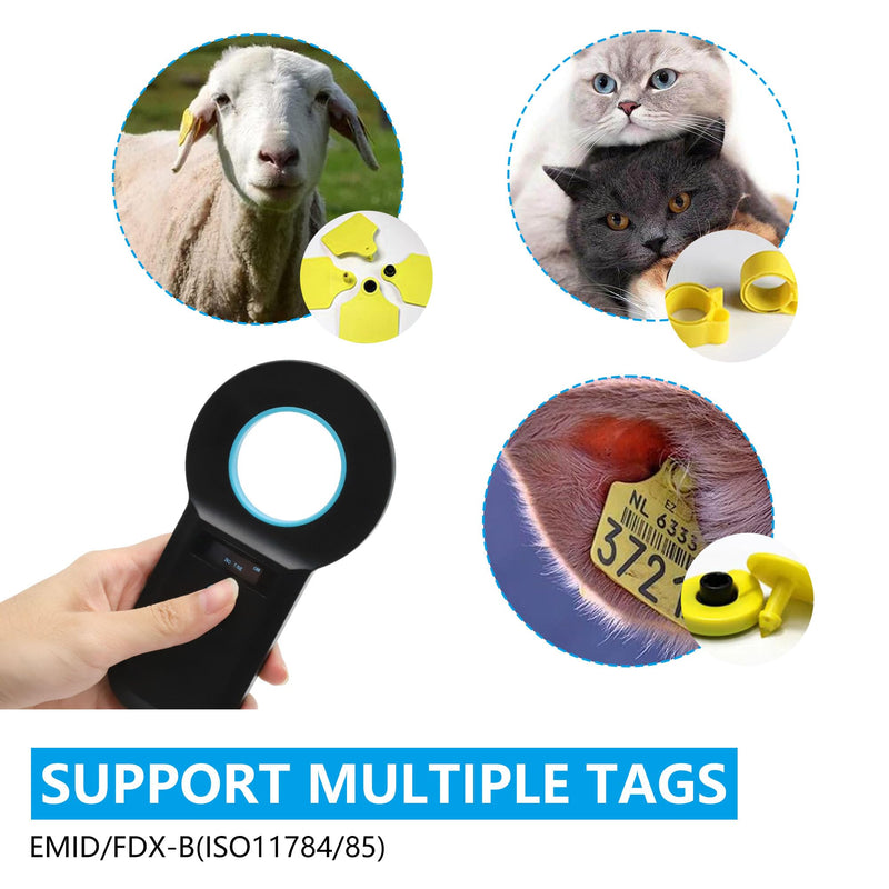 Pet microchip scanner Bluetooth, USB RFID pet ID reader, pet microchip scan 134.2khz/125khz, OLED microchip scanner for pets, animal scanner EMID, FDX-B (ISO 11784/11785) GB format - BeesActive Australia