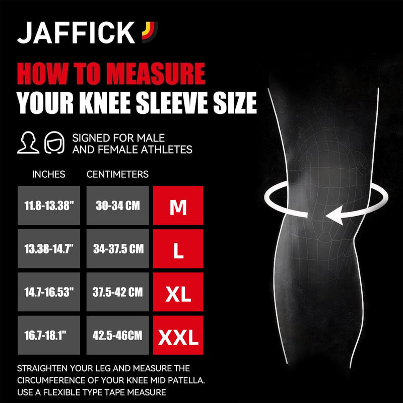 Jaffick Knee Sleeves (1 Pair),Double Layer Compression Knee Braces for Suitable for Squats, Weightlifting, Powerlifting, Gym Exercises, Unique Pressure Belt Design，7MM Neoprene Sleeves L Black