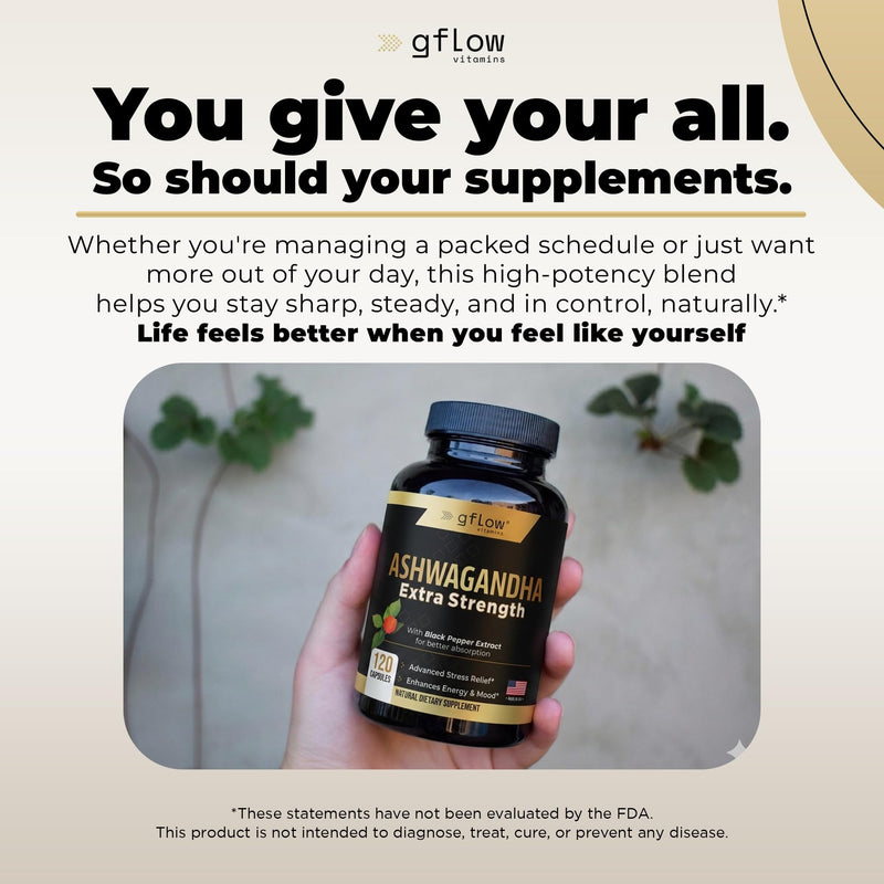 Ashwagandha Supplements for Women and Men | Sleep, Mood and Energy Support | Extra Strength, Vegan Friendly, Non-GMO, Made in USA 120 Count (Pack of 1)