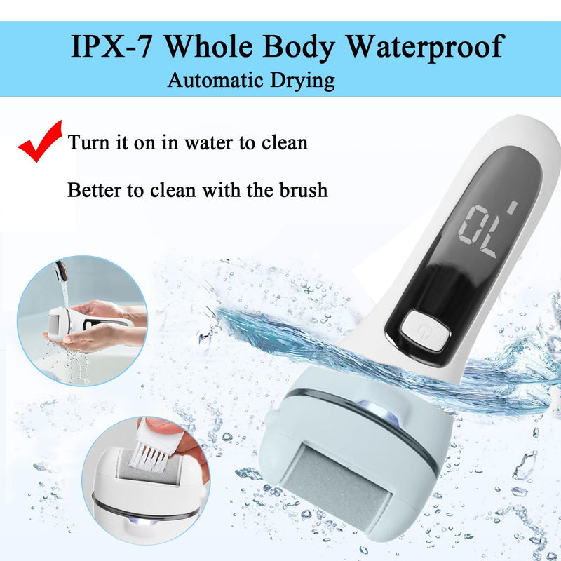 Callus Remover for Feet Electric Foot File, 13-in-1 Professional Pedicure Tools Foot Care Kit, Foot Scrubber Pedi for Hard Cracked Dry Dead Skin, 3 Rollers, 2 Speed, Battery Display (White&Grey) White&grey - BeesActive Australia