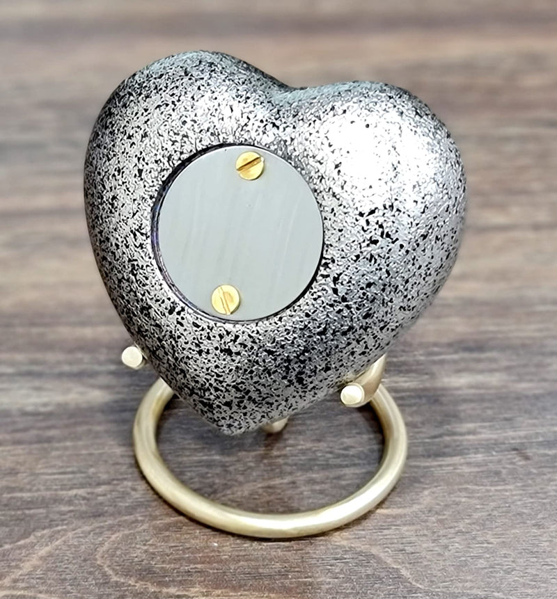 eSplanade Mini Heart Shaped Metal Cremation Keepsake Memorials | Small urn with wave pattern and stand for ashes | | Multicolor - 2.75 inch (Silver) Silver - BeesActive Australia