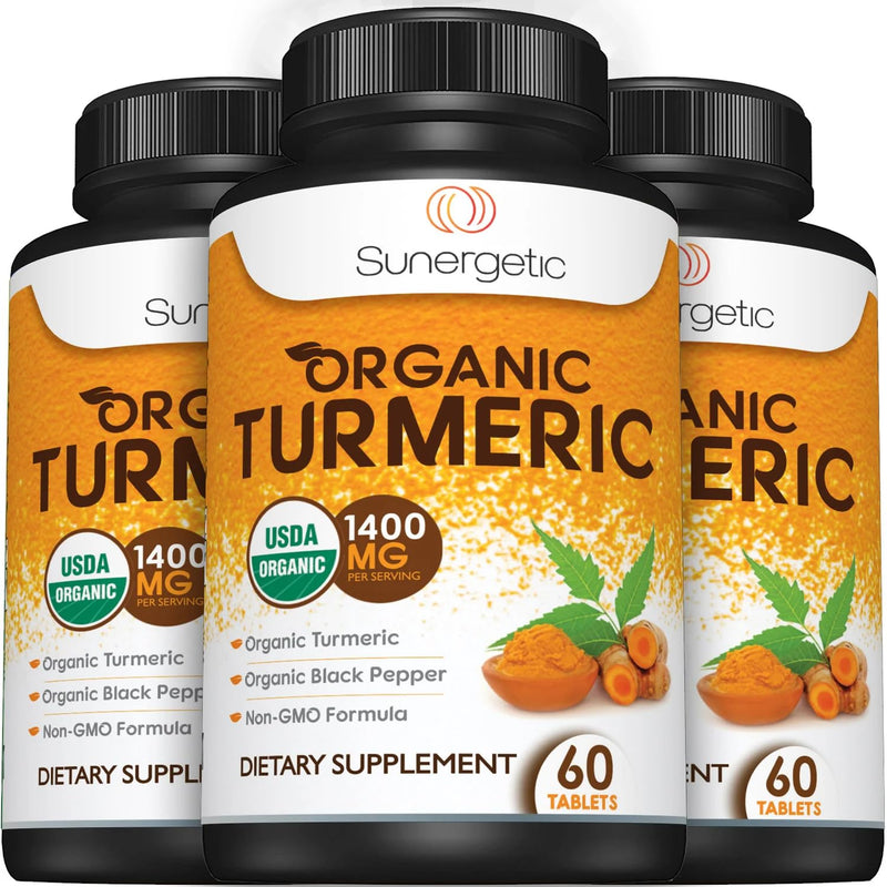USDA Certified Organic Turmeric Supplement – Includes Organic Turmeric & Organic Black Pepper – 1,400mg of Turmeric per Serving - 60 Count (Pack of 1) 60 Count (Pack of 1) - BeesActive Australia