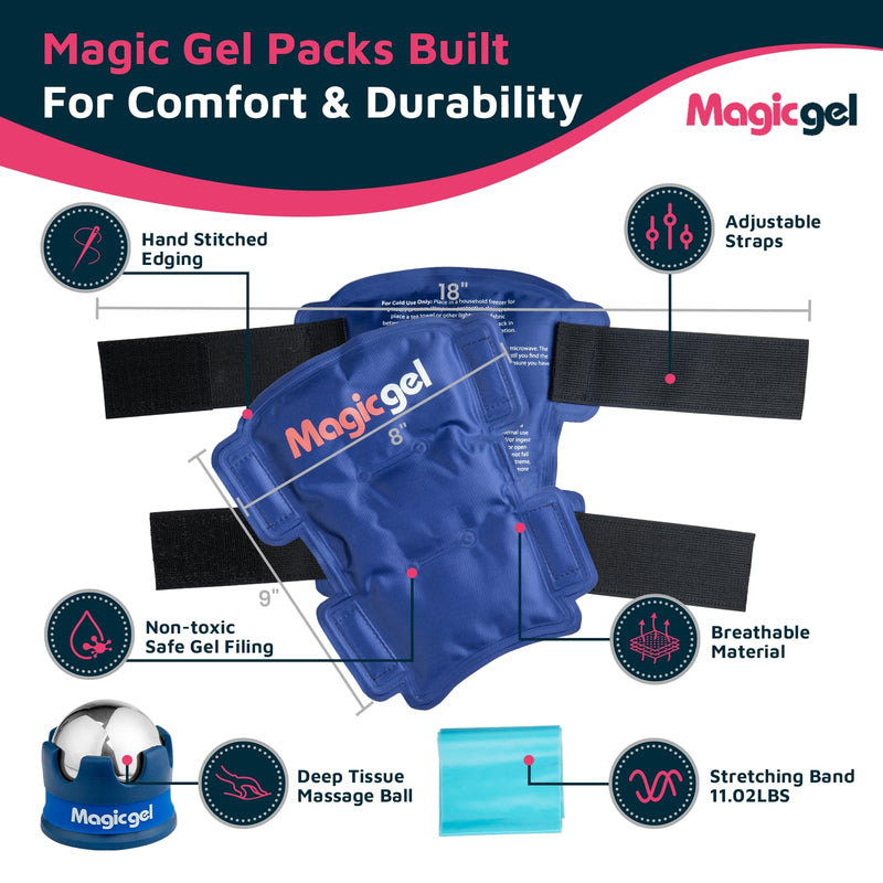 Shin Splint Relief: Hot & Cold Packs, Cryoball & Stretch Bands for Shin Splints | Hot & Cold Therapy for Leg Pain Relief | by Magic Gel Shin Ice Pack Set - BeesActive Australia