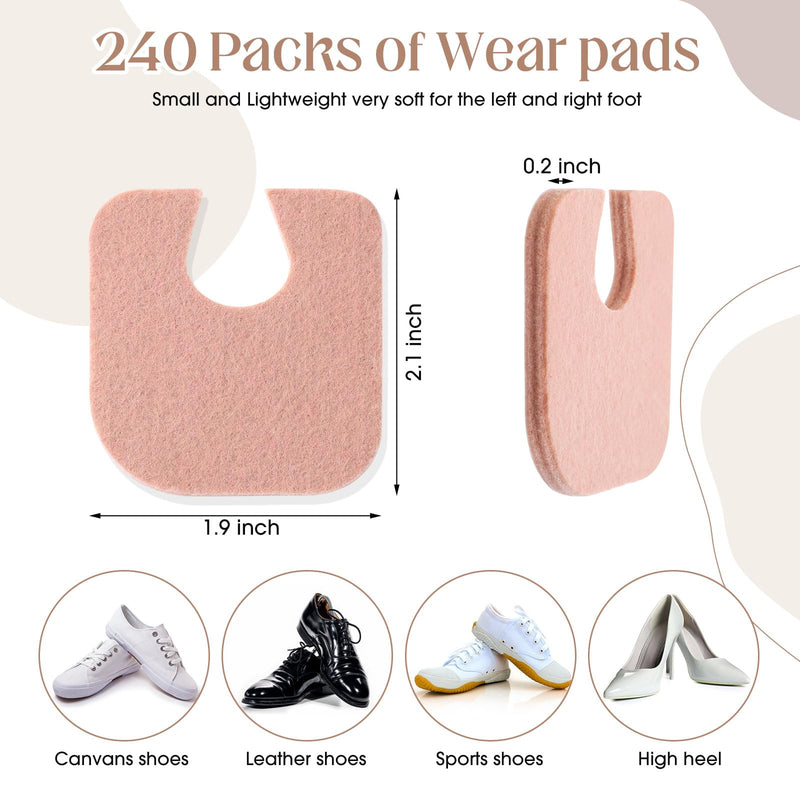 eBoot 240 Pcs Callus Cushions 1/5" Thick U Shaped Metatarsal Corn Pads Self Adhesive Foot Pads Keep Calluses from Rubbing on Shoes Adhesive Cushions for Men and Women, Brown - BeesActive Australia