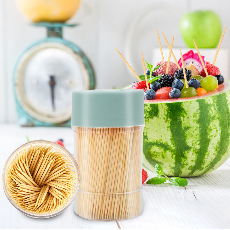 Bamboo Toothpicks [3000 Count] - With Reusable Toothpick Holder, Sturdy Smooth Finish Tooth Picks, for Party, Appetizer, Olive, Barbecue, Fruit and Teeth Cleaning, Green. - BeesActive Australia