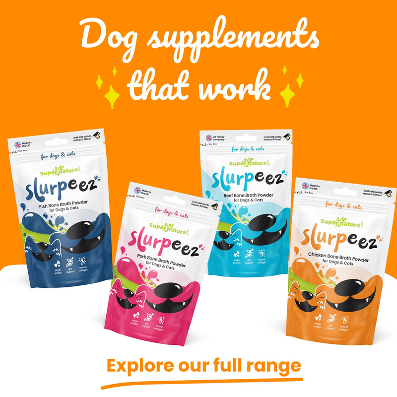 Supernature Slurpeez Chicken Bone Broth Powder for Dogs & Cats 250g | 100% Pure Single Protein Chicken for Dogs & Cats, Food Topper for Picky Eaters, Enrichment, Collagen, Joint & Gut Health
