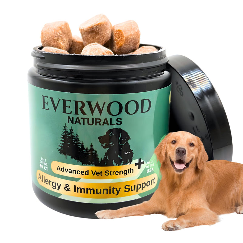 Premium Allergy & Immunity Support Soft Chews for Dogs – Colostrum, Plasma Proteins, Yeast & Vitamins C & E – Dog Immunity & Allergy Supplement – 60 Soft Chews