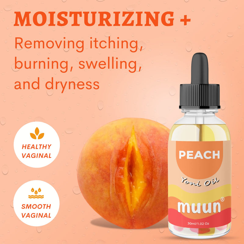 Muun Yoni Oil - Vaginal dryness Odor Eliminator and Soothes - Moisturizer Wetness Hygiene Intimate Deodorant for Women Herbal Blend Feminine Oil (Peach) Peach - BeesActive Australia