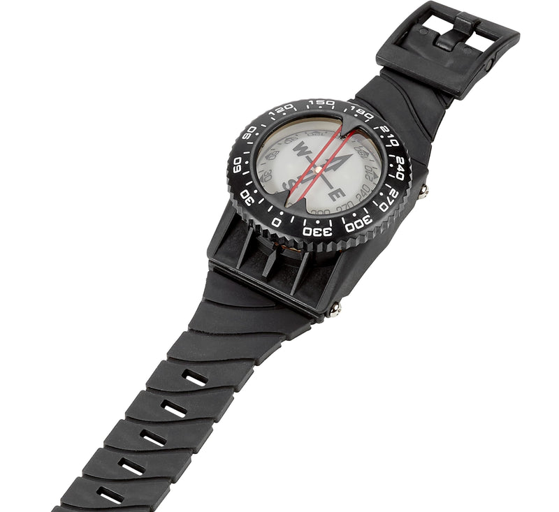 Italian Design 360° Ratcheted Rotating Bezel Scuba Diver Compass, Waterproof Oil Filled with Side-Window Compass