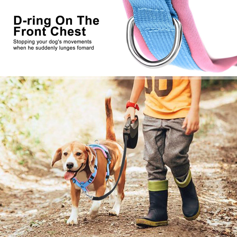 Beirui No Pull Dog Harness, No Choke Front Clip Dog Harness Medium Sized Dog, Adjustable Soft Padded Dog Vest harness with Easy Control Handle and Reflective Strips for Large Dog Easy Walking(Pink,M) M:Chest 17-26", Neck 14-23" Pink - BeesActive Australia