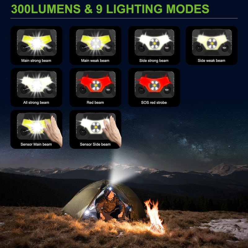 GREEN DEVIL Safety Hard Hat with Rechargeable Headlamp Light and Helmet Liner Chin Strap Men Vented Work Hardhats ANSI Z89.1 Approved Cascos de Construccion Ideal for Industrial Construction Forestry Replacement Headlamp