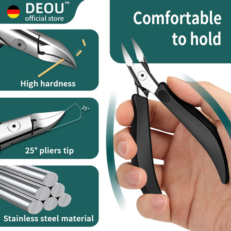DEOU Toenail Clippers Blade for Ingrown and Thick Nails Stainless Steel Pedicure Tools at Home ingrown toenail Treatment Professional Podiatrist Nail Clippers with (Eagle Beak Pliers+Nail Remover) Eagle Beak Pliers+nail Remover
