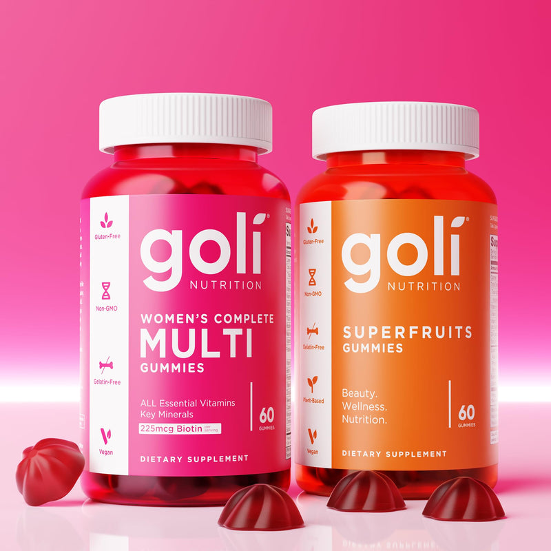 Goli Superfruits Beauty Gummies with Bamboo Silica - Vitamins A, C, E, Zinc - Collagen Support with Superfruit Blend - Vegan, Non-GMO, Gluten-Free, 120 Count (2 Pack) 60 Count (Pack of 2)