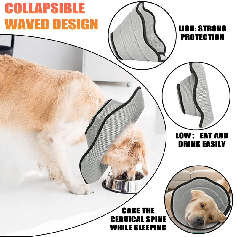 DKDDSSS Dog Collar, Soft Protective Collar, Cone Collars, Adjustable Recovery Collar, Protective Dog Collar, Breathable Pet Elizabethan Dog Collar, Leak Protection Dog, Grey, L - BeesActive Australia