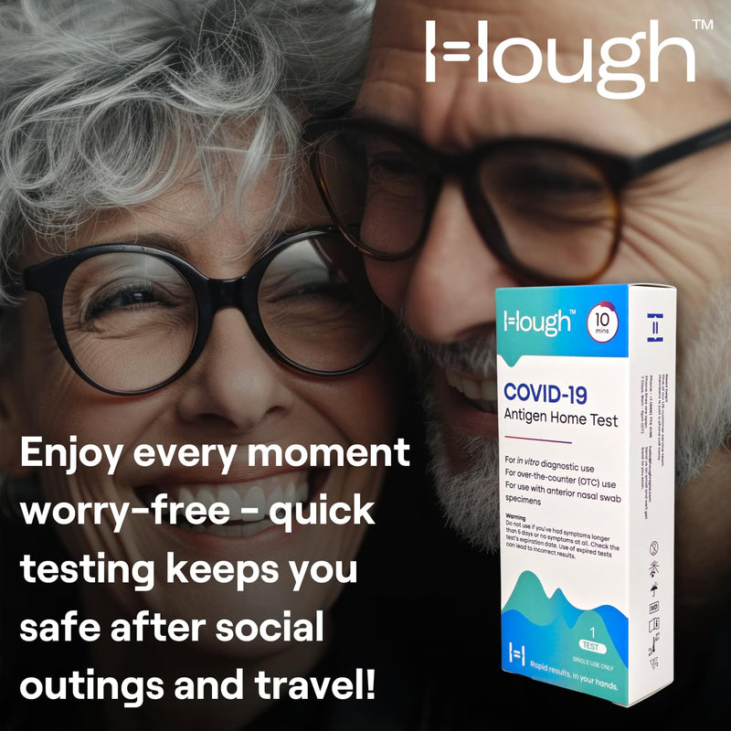 Hough | Covid 19 Antigen Home Test - Rapid Test - FDA Cleared OTC at-Home Self Test - Results in 10 Minutes with Non-invasive Nasal Swab, Easy to Use Without Discomfort (1) 1