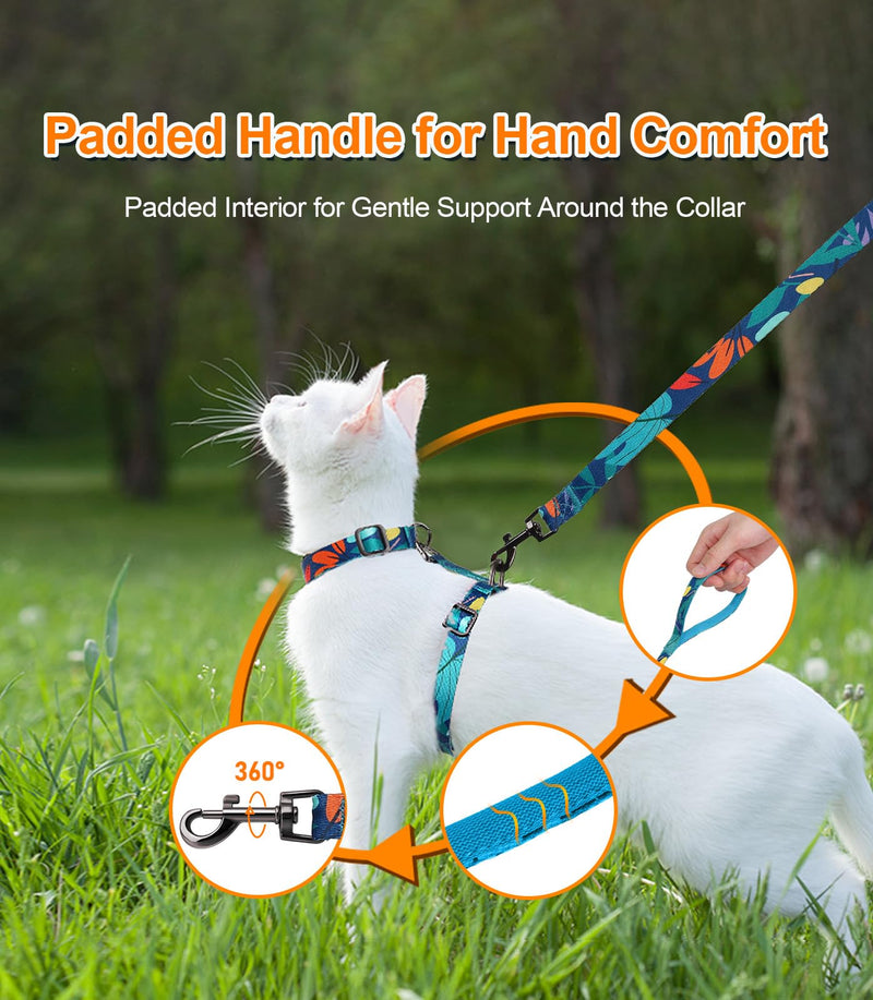 Cat Harness and Leash Set, Collars [3 in 1 Lightweight & Adjustable] Escape Proof Cat Harness, Comfortable Soft Kitten Harness for Large Cats Safe, Easy to Wear, Outdoor Walking Travel Morandi Green Medium - BeesActive Australia