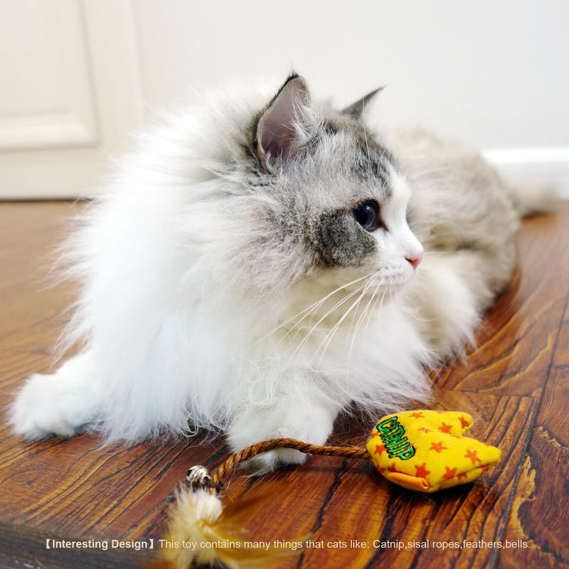 Catnip Toy with Natural Feather Bell and Sisal Rope for Indoor Cat Kitten,Cat Chew Toy. (Green) Green - BeesActive Australia