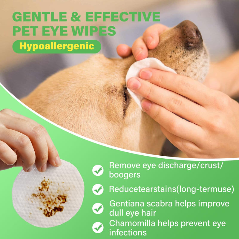 3.2 Inch Dog Eye Wipes - Tear Stain Remover for Dogs, Gentle Formula for Cats and Dogs, Quick Care for Bright Fur, Thick, Soft and Skin-Friendly, Large Size, 120pcs 3.2 Inch Large Size, 120ct - PawsPlanet Australia
