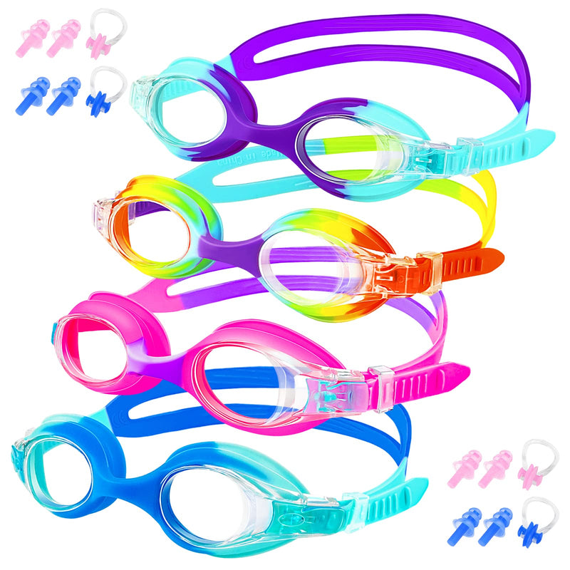 XDX Kids Swim Goggles 4-14, 4 Pack for Boys and Girls, Anti-Fog With UV Protection Multicolor-4pack-b - BeesActive Australia