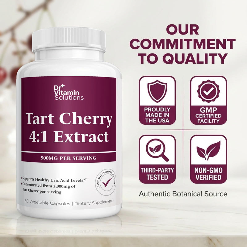 Tart Cherry Extract Capsules 2000 mg - Joint and Sleep Support Supplement | 4:1 Concentrated Formula, Uric Acid and Antioxidant Support, 60 Vegetable Capsules, 30 Day Supply, Non-GMO, Made in USA