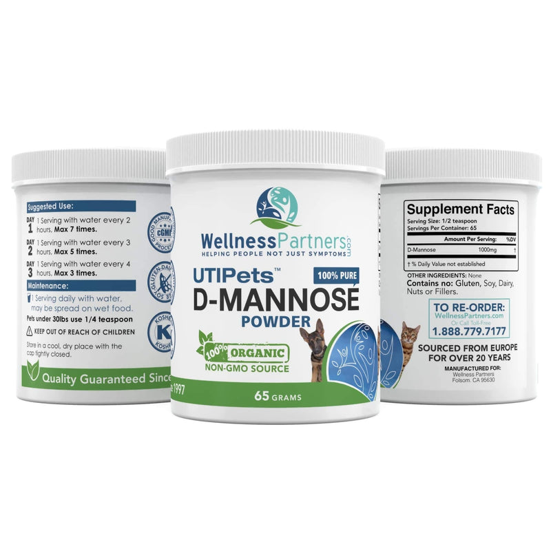 UTI Pets Pure D-Mannose Non GMO Organic Source Powder 65gram jar - PawsPlanet Australia