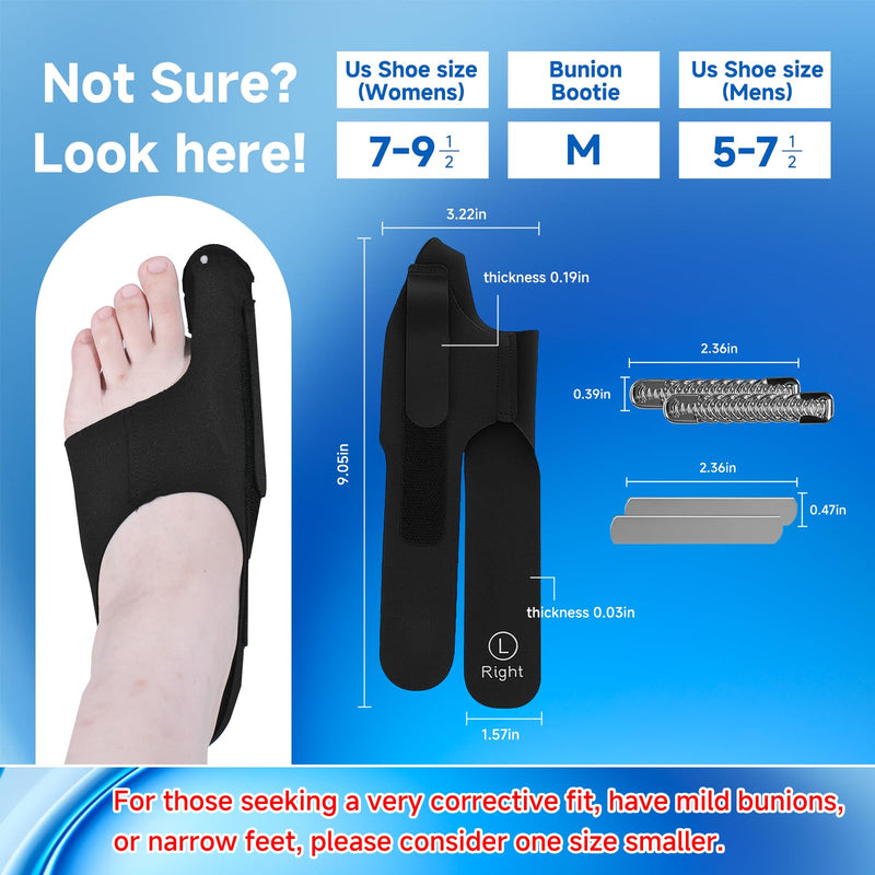 2 Piece Bunion Corrector for Women and Men, Side Adjustable Removable Design, Big Toe Straightener for Bunion Relief, Adjustable Day/Night Support. (M) M - BeesActive Australia