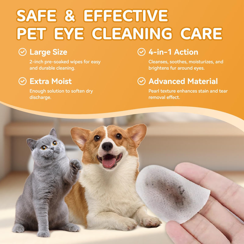 Eyes Wipes for Dogs - Gently Remove Tear Stain - Dog Eye Cleaner,Eye Debris, Discharge, Mucus Secretions - Dog Eye Wipes Tear Stain Remover - Dog & cat Eye Wipes - 220pcs - BeesActive Australia