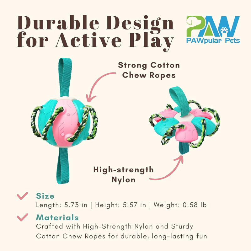 Rebound Frisbee Ball, Multi-Function Chew & Tug Toy for Dogs, Flying Disc, Interactive Tug-of-War Dog Toy, Promotes Dental Health, Ideal for Water Play and Outdoor Fun (Pink & Blue) Pink & Blue - BeesActive Australia