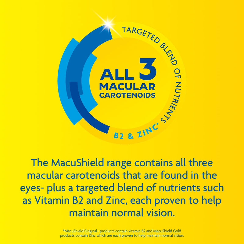 Macushield Original Chewable, 30 Tablets, 30 g | Helps maintain normal vision, Lutein, zeaxanthin and meso-zeaxanthin, Vitamin B2 riboflavin, Bilberry flavour