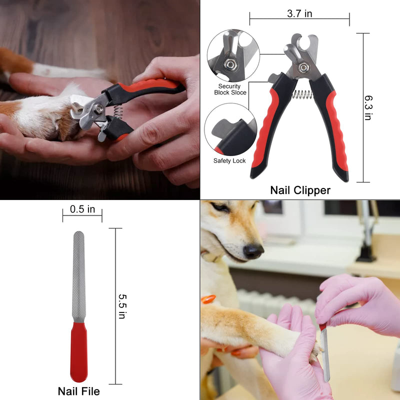 Wisedog Pet Grooming Kit - Pin & Bristle Brush, Slicker Brush, Dematting Tool, Nail Clipper, Hair Removal Mitts, Flea Comb for Dogs and Cats (Reddish-black) reddish-black - BeesActive Australia