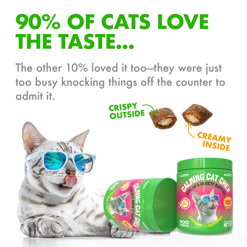 LEGITPET Calming Cat Treats for Anxiety & Stress – Daily Crunchy Chews for Cats with L-Theanine & L-Tryptophan – Supports Calm Behavior & Balanced Mood – Chicken Flavor, 500 Chews