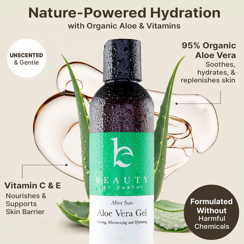 Aloe Vera Gel - USA Made with Natural & Organic Ingredients, Sunburn Relief | Pure Aloe Vera Plant Gel for Face Mask, Hair & Skin with Vitamin C & E, Soothing and Cooling for Sunburn & After Sun Care 8.5 Fl Oz (Pack of 1) Aloe Vera Gel