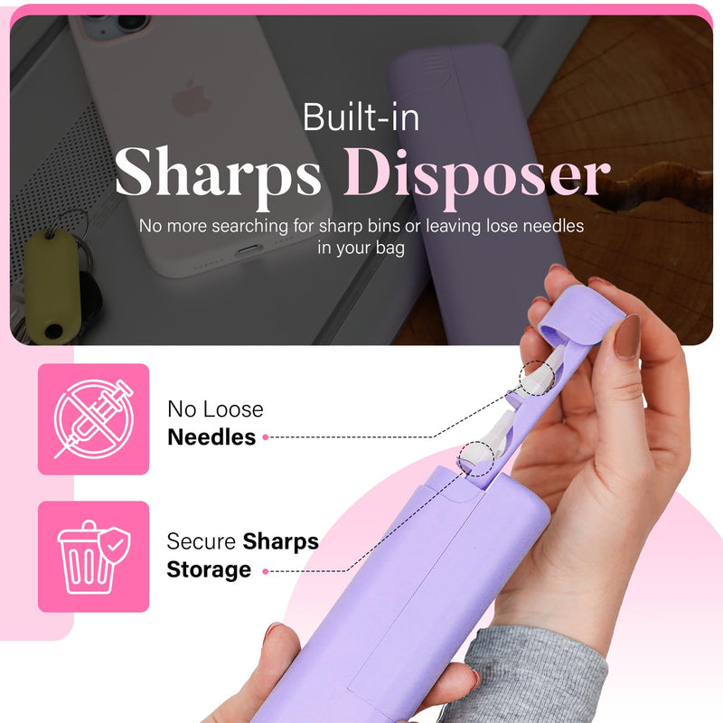 STRAWBERRY & CO DailyEase Insulin Travel Case with Built-in Sharps Dispenser ‚Äì TSA-Approved Diabetic Supply Organizer for Ozempic, Insulin Pens, and Needle Storage - Purple - BeesActive Australia