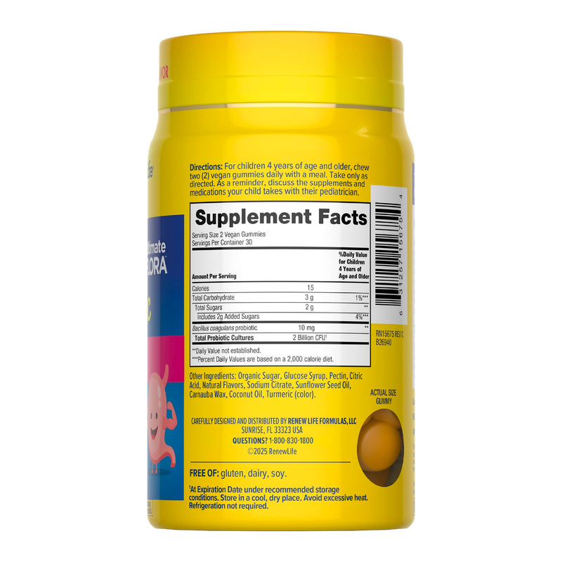 Renew Life Ultimate Flora Kids Probiotic Gummies 2 Billion CFU | 60 Vegan Gummies | Supports Digestion and Optimal Health | Dairy, Soy and Gluten Free Original
