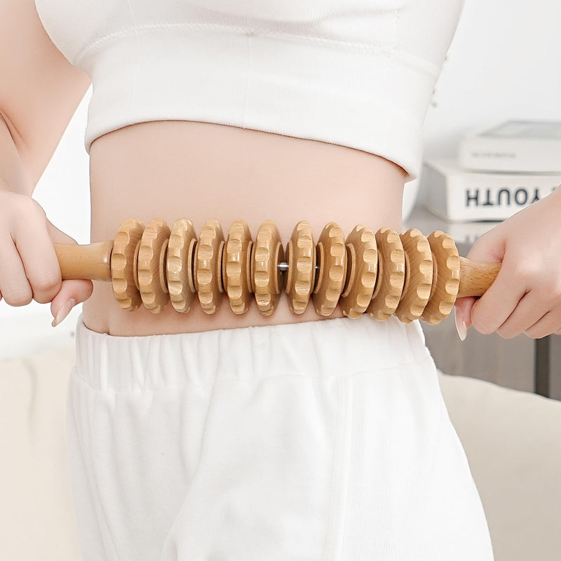 Wood Massage Roller Wood Therapy Massage Tools Body Roller Cellulite Roller Fascia Blaster Wooden Massager for Lymphatic Drainage, Maderoterapia, Pain Relief(Curved) Curved