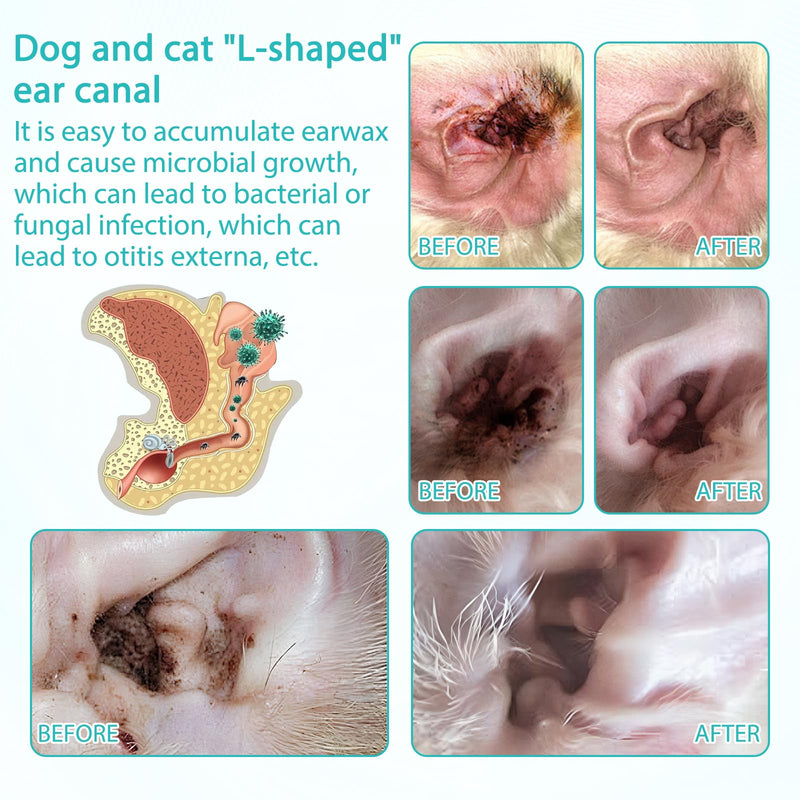 LINXINS Dog Ear Mite Treatment, 2pack Dog Ear Mite Treatment for Cats Puppy, Relieves Odor and Itching, Reduces Ear Mites and Debris -22.2ml