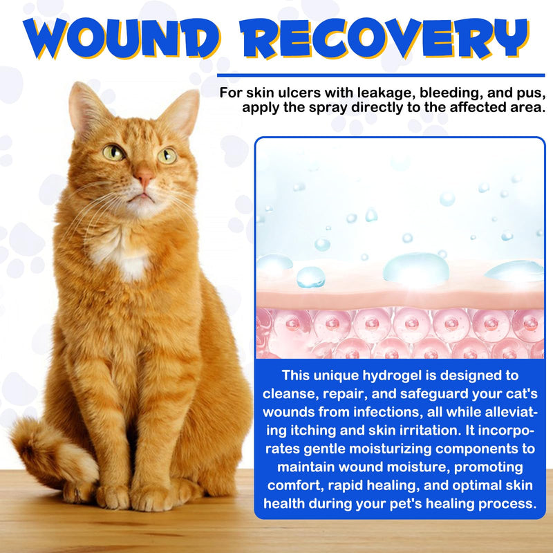 Cat Wound Care Spray - Wound Healing Aid Treatment for Cats Helps with Skin Repair for Wounds, Cats Irritated Skin & Itchy Skin Relief | Cats Supplement | Gentle Wound Care Spray - 3.38 Fl.oz / 100ml 3.38 fl oz - PawsPlanet Australia