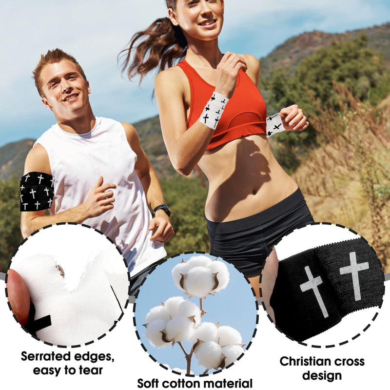6 Rolls Christian Athletic Tape with Cross and Bible Verses, Zinc Oxide Wrist Wrap for Baseball, Soccer and Football, Breathable Cotton Sports Bandage, Easy Tear No Residue