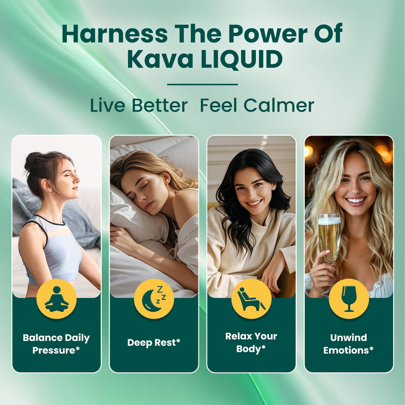 Liposomal Kava Kava Drops for Calming & Relaxation ‚Äì Kava Root Extract Supplement with GABA, Ashwagandha & Magnesium - Support Mood & Better Sleep, Fast-Absorbing Vegan Kava Liquid Drops Lemon 2 Fl Oz