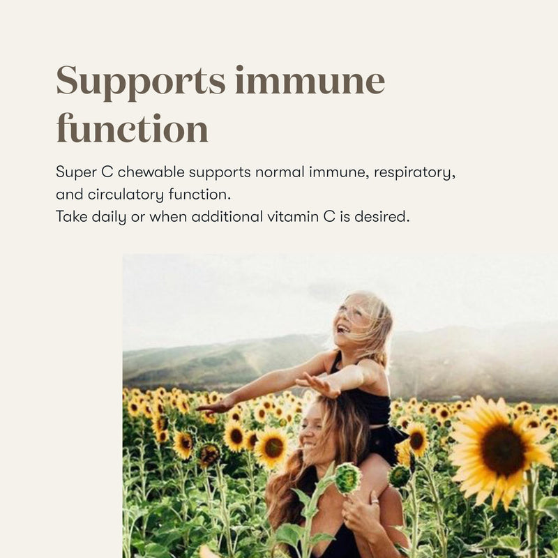 Young Living Super C Chewable Tablets 90ct - Vitamin C Supplement with Blend of Camu Camu, Acerola, Cherry, and Rose Hip Fruit Powder and Orange Premium Essential Oil
