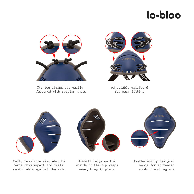 lobloo Free Male Patented Athletic Groin Cup for Upright Activity Like Kick Boxing, MTB, BMX, Cricket, Hockey, Baseball, Football. Male Size +13yrs - BeesActive Australia