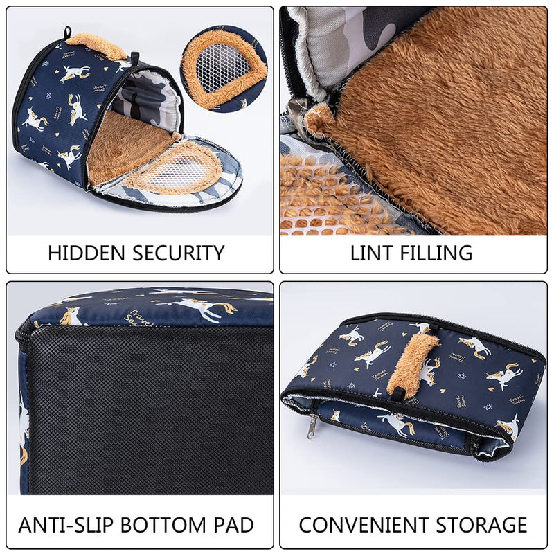 ZYYRSS Small Animals Carry Bag, Rat Sugar Glider Small Guinea Pigs Rat Chinchillas Hamster Hedgehog Carry Bag for Outdoor Travel, Breathable Hanging Carry Bag (Dark Blue) Dark Blue - BeesActive Australia