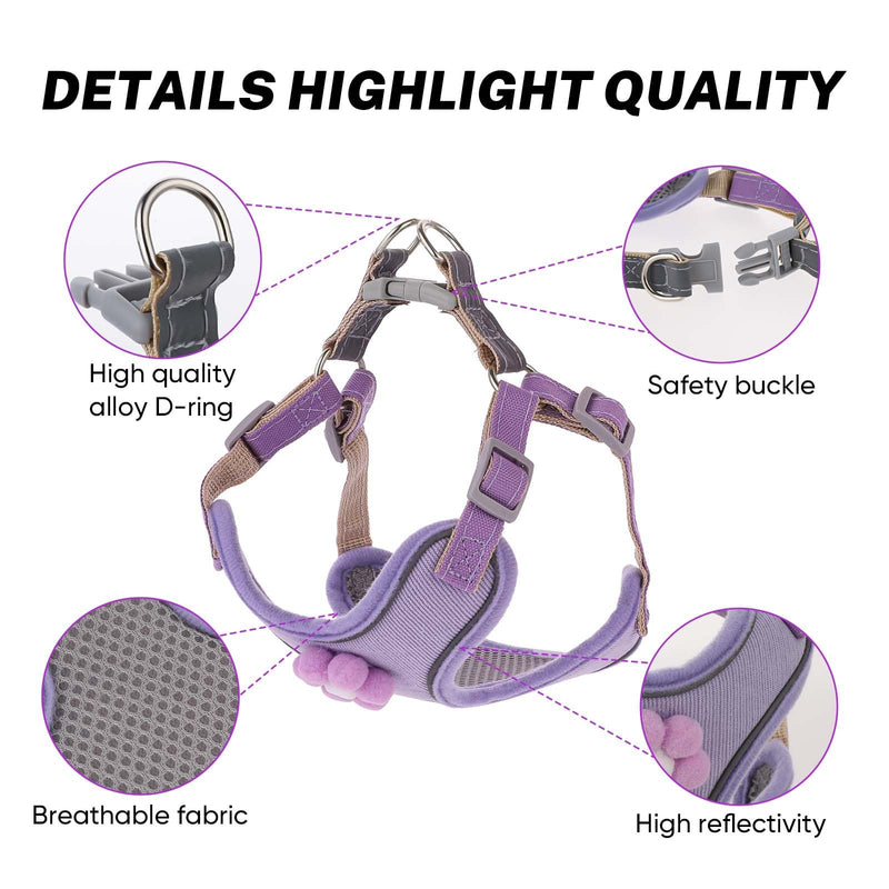 Small Dog Harness, Reflective Adjustable Puppy Vest, Dog Harness for Small Medium Large Dogs, with Breathable Mesh and Quick Release Buckle Step in Harness for Puppy(XS Bust 13-16IN) purple XXS(Bust 13-16IN) - BeesActive Australia