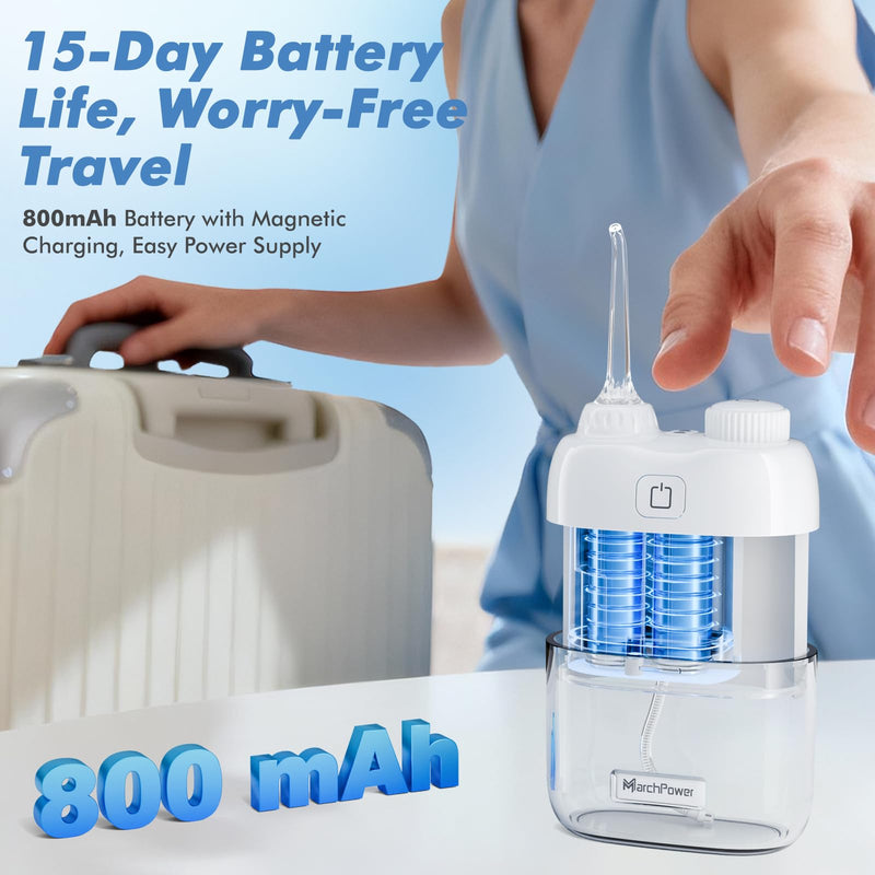 Portable Water Flosser for Travel, Mini Water Flosser with 3 Cleaning Modes, Foldable Water Tank, Long Battery Life & IPX7 Waterproof, Ideal for Home & On-The-Go Oral Care