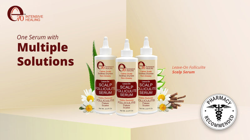 Folliculitis Treatment Leave-On Dry Scalp Serum - 3% BHA, Salicylic Acid, Tea Tree Oil & Peppermint Oil - Non-Greasy Serum for Irritated Flaky Scalp Treatment Acne, Made in USA by e70, 2 fl oz