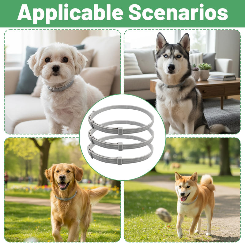 3 Pcs Calming Collar for Dogs, 70cm/27.56in Dog Calming Collar for Anxiety, Adjustable Anxiety Relief Collar, Dog Anxiety Relief for All Small Medium Dogs (Grey)