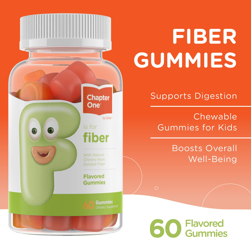 Zahler Chapter One Fiber Gummies - Soluble Fiber for Digestive Health Support - Flavored Gummies for Kids - Natural Chicory Root - Kosher, Dairy-Free, Gluten-Free & Vegetarian Friendly - 60 Count