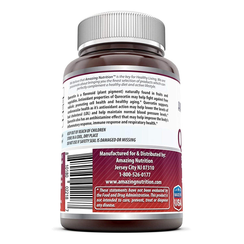 Amazing Formulas Quercetin 500 Mg, 120 VCaps - Dietary Supplement, Vegan Capsules, Non-GMO, Gluten Free - Optimal With A Balanced Diet and Regular Exercise