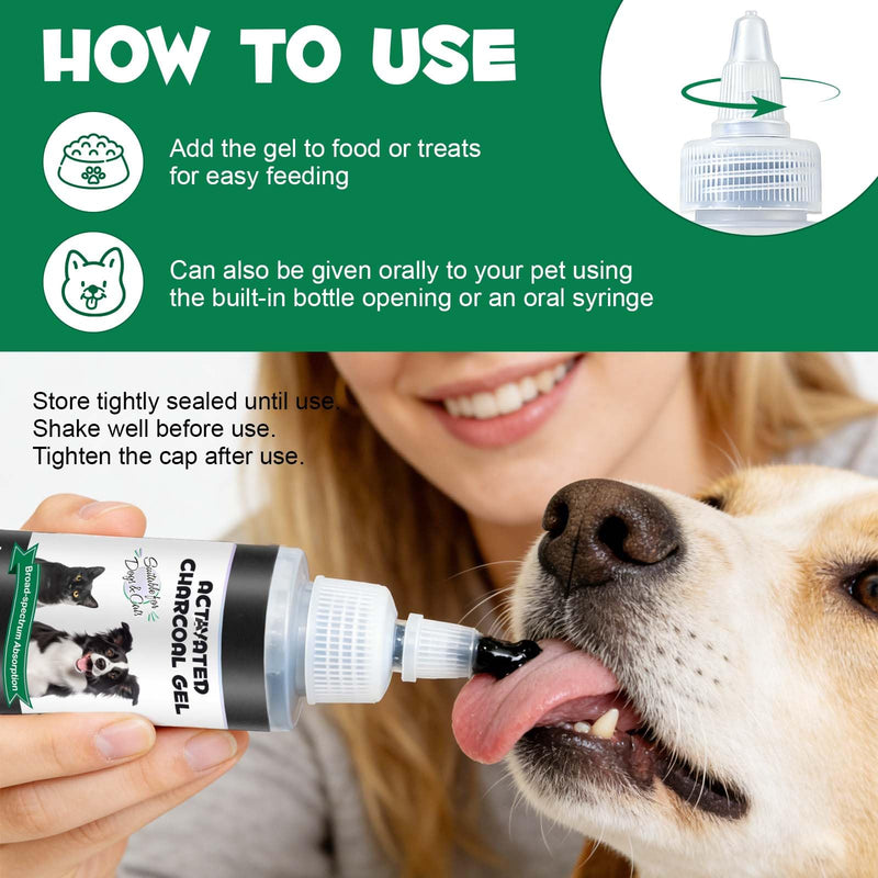 Pet Activated Charcoal Gel Gentle Digestive Comfort for Dogs and Cats Activated Charcoal Supports Healthy Stool Consistency and Intestinal Health Veterinarian Formulated Routine Hygiene Care 60ml