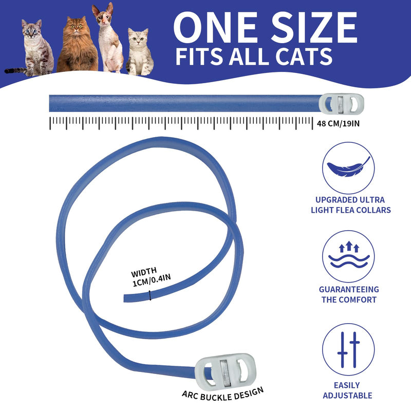 4 Pack Flea Collar for Cats, Cat Flea and Tick Collar Glow in Dark, 8 Months Prevention Cat Flea and Tick Treatment, Waterproof Adjustable Cat Flea Collar, Tick and Flea Collar for Kitten Cat, Blue - BeesActive Australia